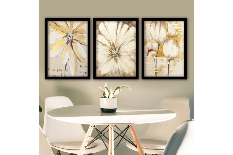 Dekorativ InnRammemet maling 3-Deler 35x45 cm, Flerfarget