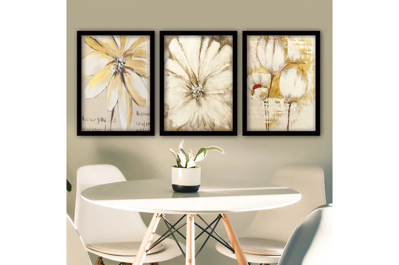 Dekorativ InnRammemet maling 3-Deler 35x45 cm, Flerfarget