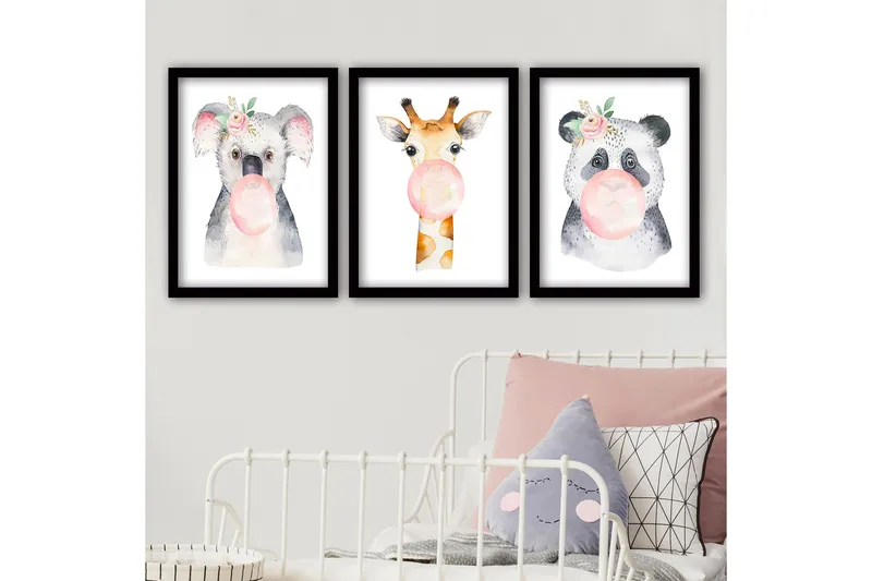 Dekorativ InnRammemet maling 3-Deler 35x45 cm, Flerfarget