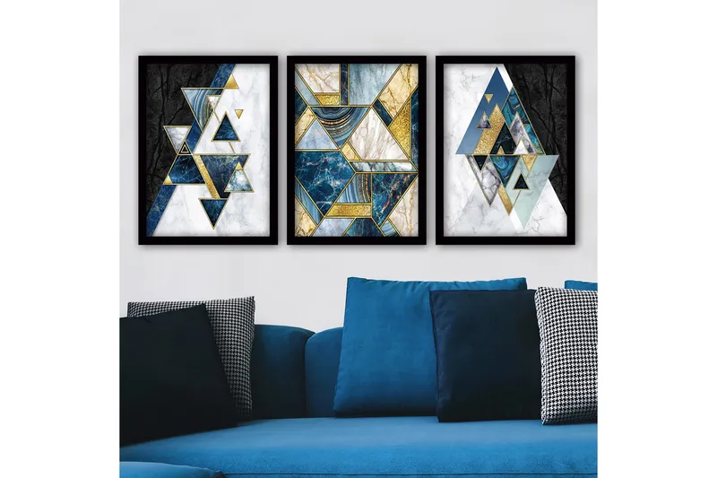 Dekorativ InnRammemet maling 3-Deler 35x45 cm, Flerfarget