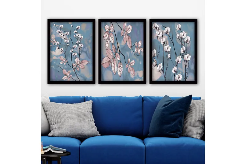 Dekorativ InnRammemet maling 3-Deler 35x45 cm, Flerfarget