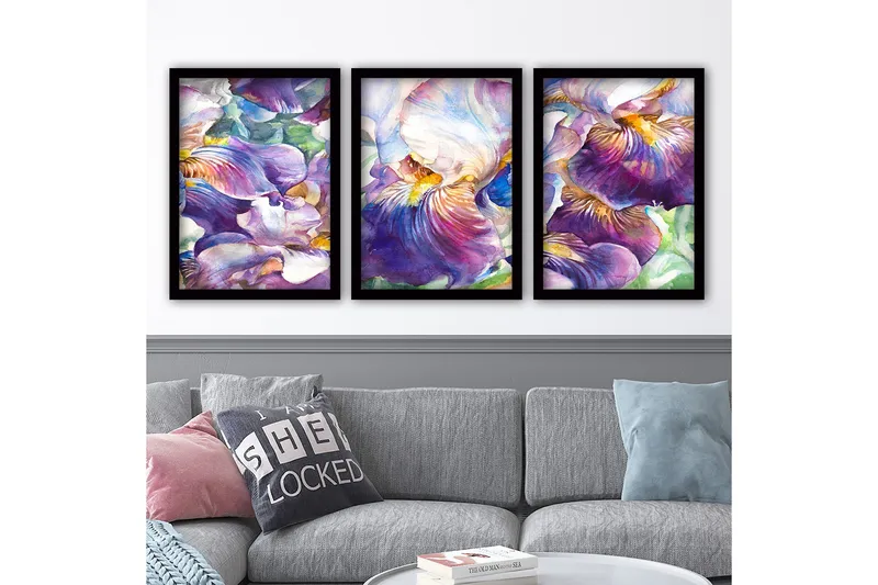 Dekorativ InnRammemet maling 3-Deler 35x45 cm, Flerfarget