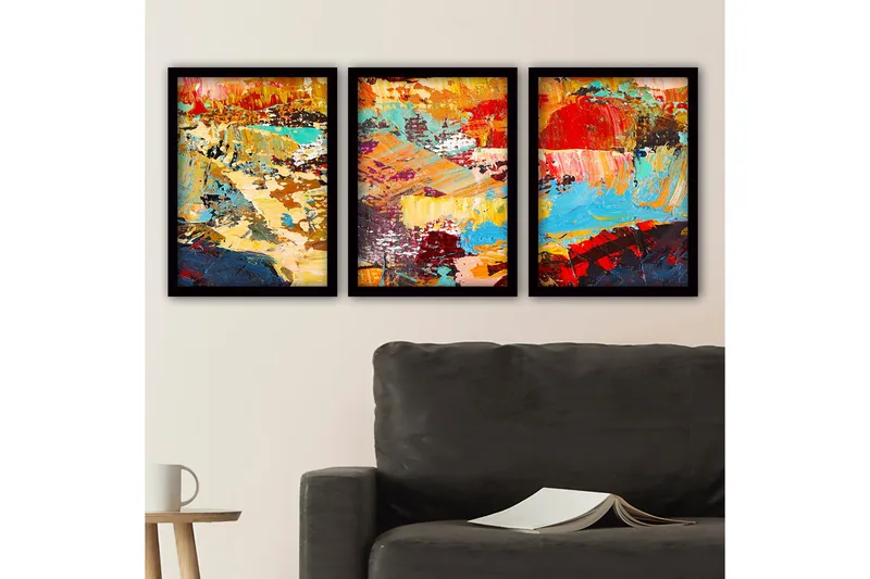 Dekorativ InnRammemet maling 3-Deler 35x45 cm, Flerfarget