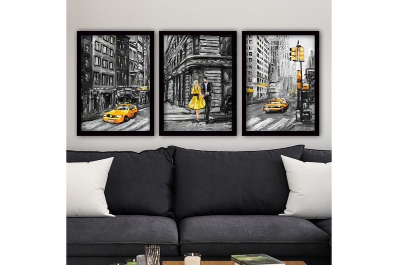 Dekorativ InnRammemet maling 3-Deler 35x45 cm, Flerfarget