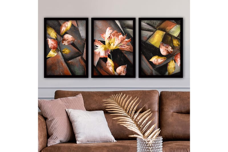 Dekorativ InnRammemet maling 3-Deler 35x45 cm, Flerfarget