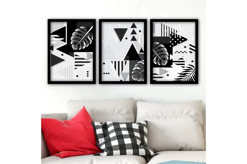 Dekorativ InnRammemet maling 3-Deler 35x45 cm, Flerfarget