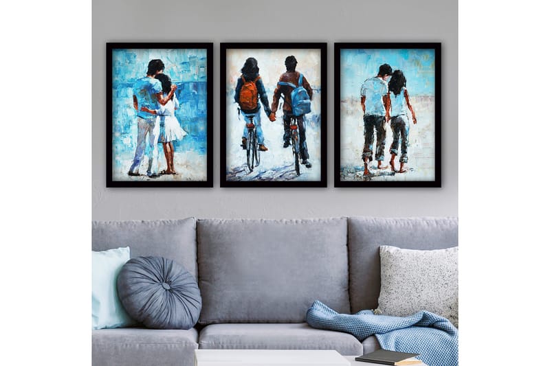 Dekorativ InnRammemet maling 3-Deler 35x45 cm, Flerfarget