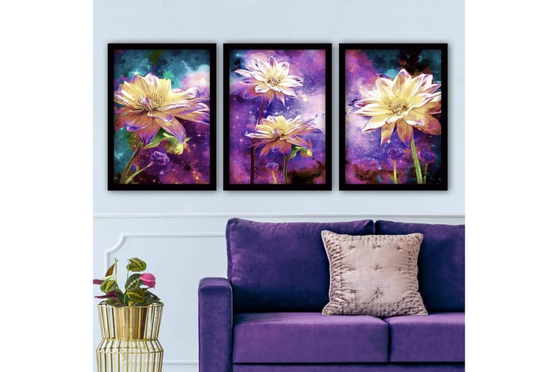 Dekorativ InnRammemet maling 3-Deler 35x45 cm, Flerfarget