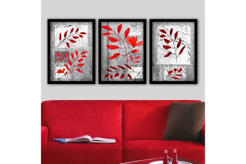 Dekorativ InnRammemet maling 3-Deler 35x45 cm, Flerfarget