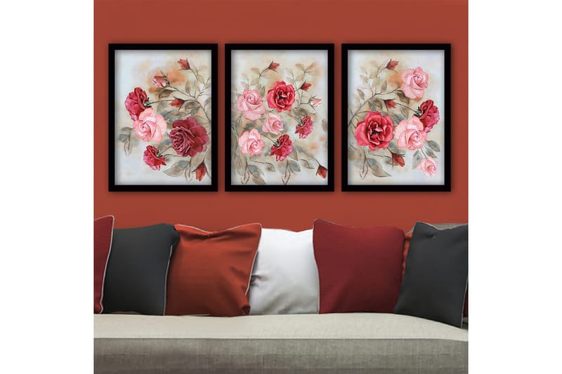 Dekorativ InnRammemet maling 3-Deler 35x45 cm, Flerfarget