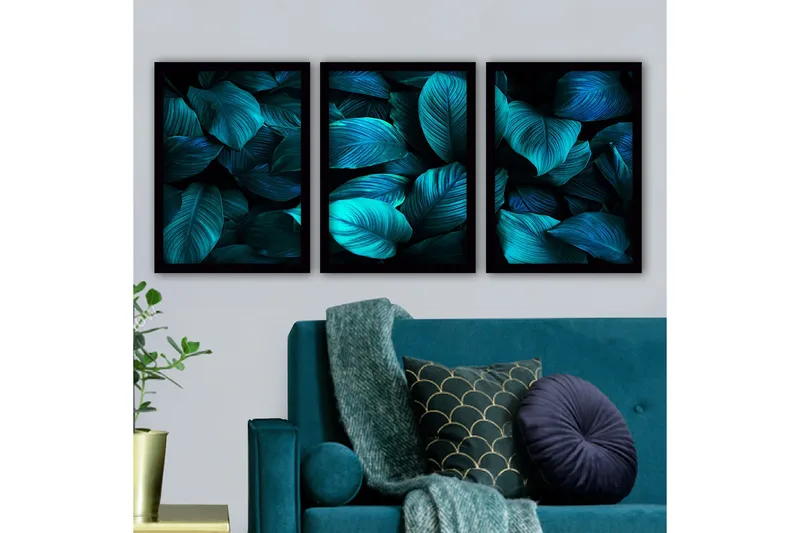 Dekorativ InnRammemet maling 3-Deler 35x45 cm, Flerfarget