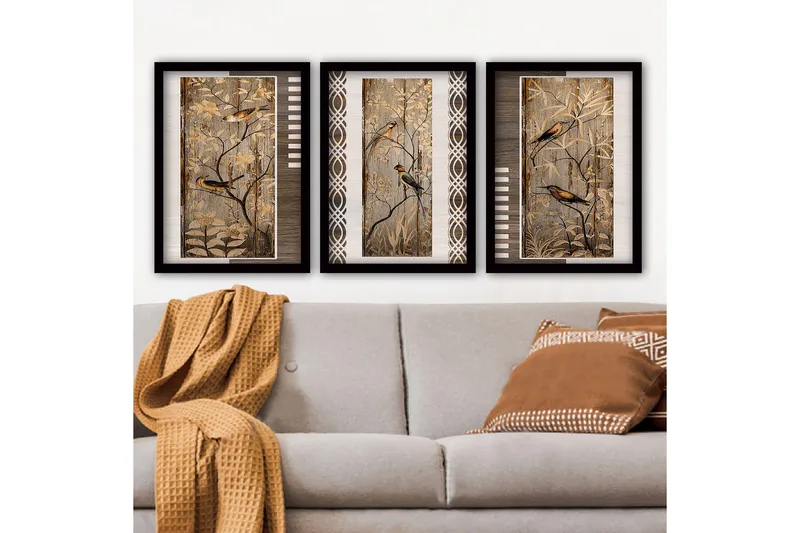 Dekorativ InnRammemet maling 3-Deler 35x45 cm, Flerfarget