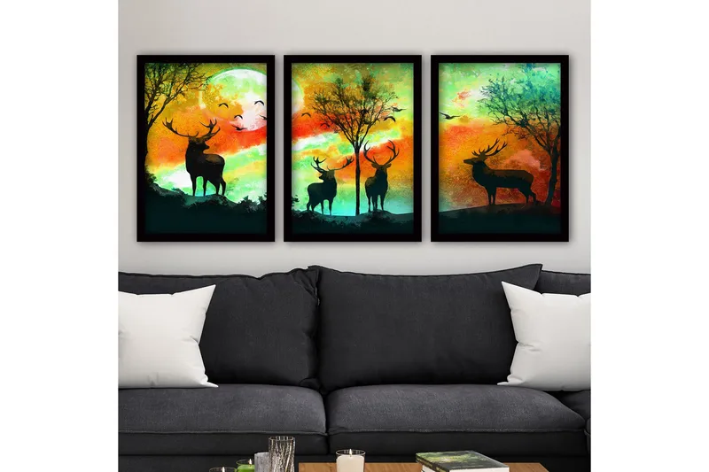 Dekorativ InnRammemet maling 3-Deler 35x45 cm, Flerfarget