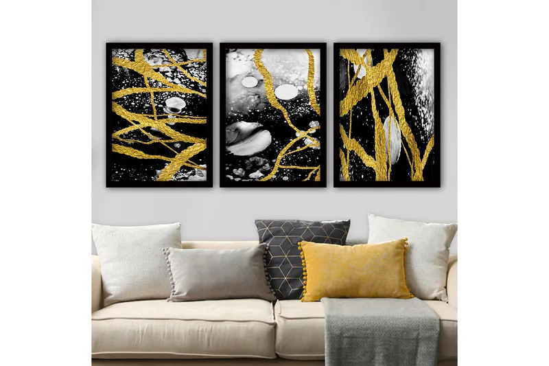 Dekorativ InnRammemet maling 3-Deler 35x45 cm, Flerfarget