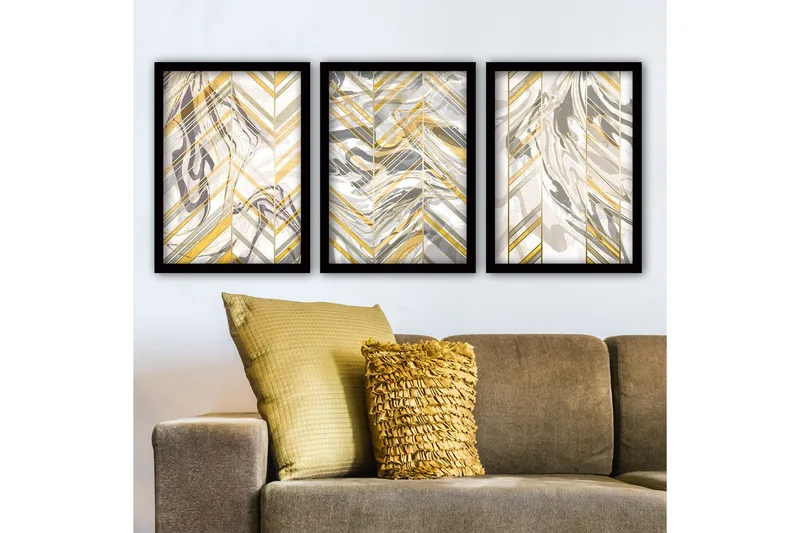 Dekorativ InnRammemet maling 3-Deler 35x45 cm, Flerfarget