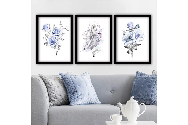 Dekorativ InnRammemet maling 3-Deler 35x45 cm, Flerfarget