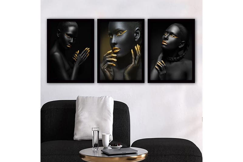 Dekorativ InnRammemet maling 3-Deler 35x45 cm, Flerfarget