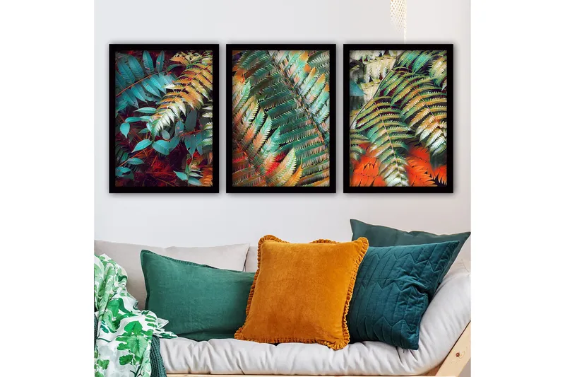 Dekorativ InnRammemet maling 3-Deler 35x45 cm, Flerfarget