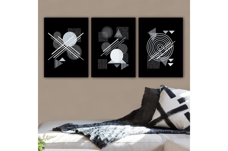 Dekorativ InnRammemet maling 3-Deler 35x45 cm, Flerfarget