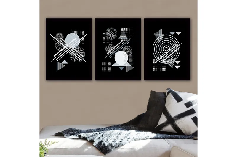 Dekorativ InnRammemet maling 3-Deler 35x45 cm, Flerfarget