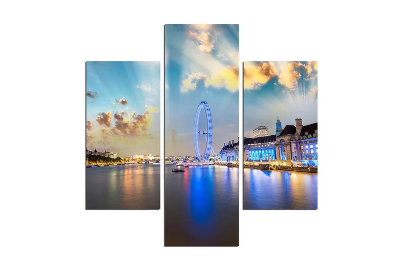 Dekorativ MDF-bilde 3 Deler, Flerfarget