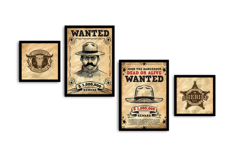 Dekorativ MDF-bilde 4 Deler - Flerfarget - Interiør - Maleri & posters - Lerretsbilder