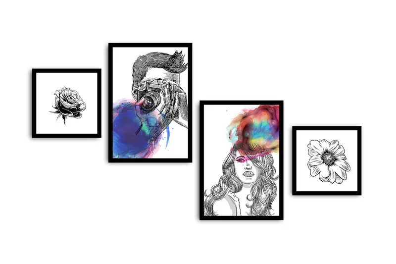 Dekorativ MDF-bilde 4 Deler - Flerfarget - Interiør - Maleri & posters - Lerretsbilder