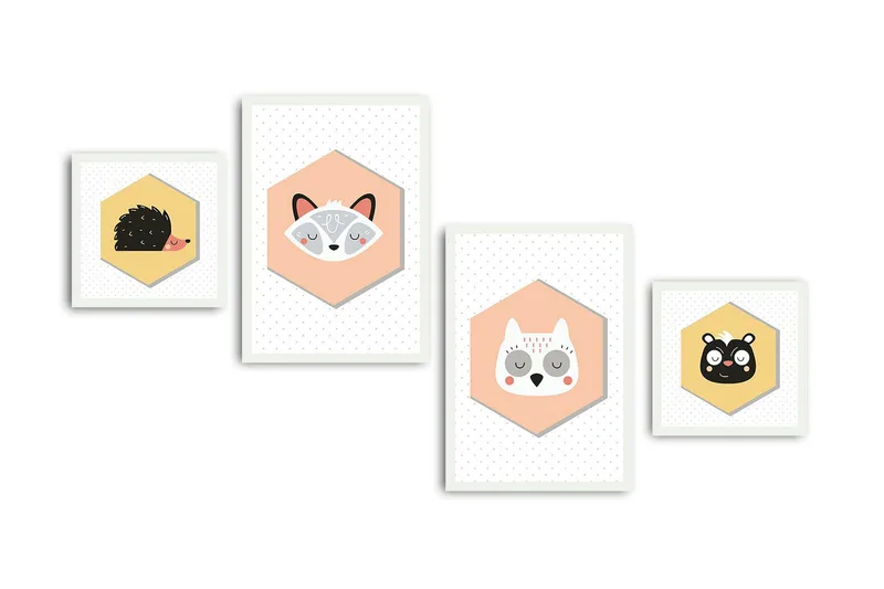 Dekorativ MDF-bilde 4 Deler - Flerfarget - Interiør - Maleri & posters - Lerretsbilder