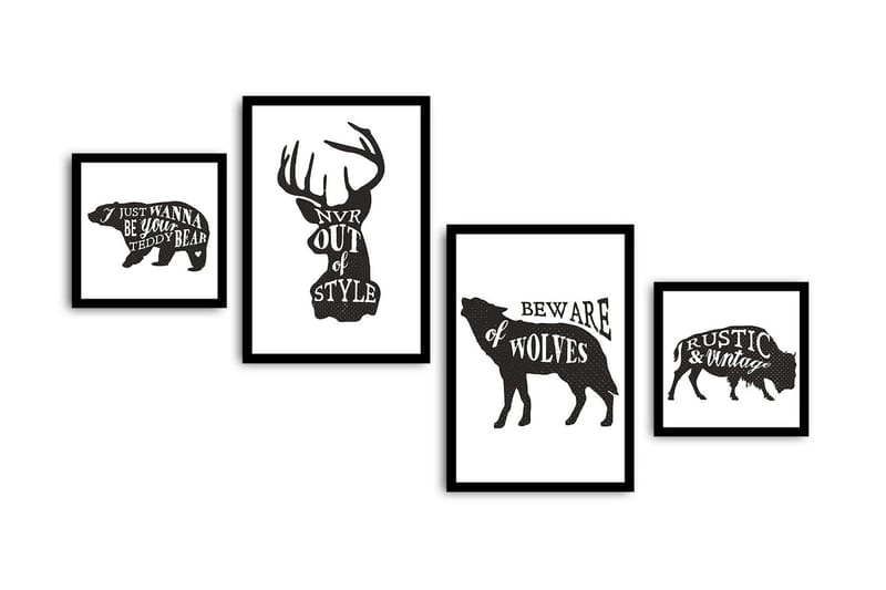 Dekorativ MDF-bilde 4 Deler - Flerfarget - Interiør - Maleri & posters - Lerretsbilder