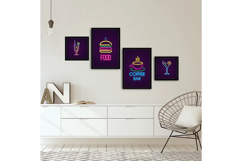 Dekorativ MDF-bilde 4 Deler - Flerfarget - Interiør - Maleri & posters - Lerretsbilder