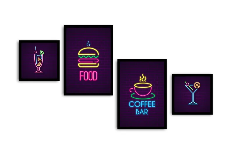 Dekorativ MDF-bilde 4 Deler - Flerfarget - Interiør - Maleri & posters - Lerretsbilder