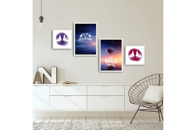 Dekorativ MDF-bilde 4 Deler - Flerfarget - Interiør - Maleri & posters - Lerretsbilder