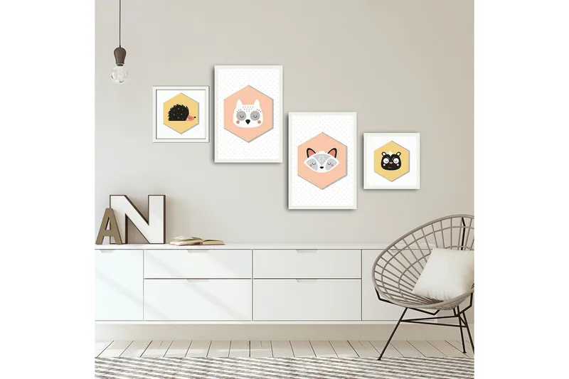 Dekorativ MDF-bilde 4 Deler - Flerfarget - Interiør - Maleri & posters - Lerretsbilder