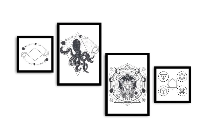 Dekorativ MDF-bilde 4 Deler - Flerfarget - Interiør - Maleri & posters - Lerretsbilder