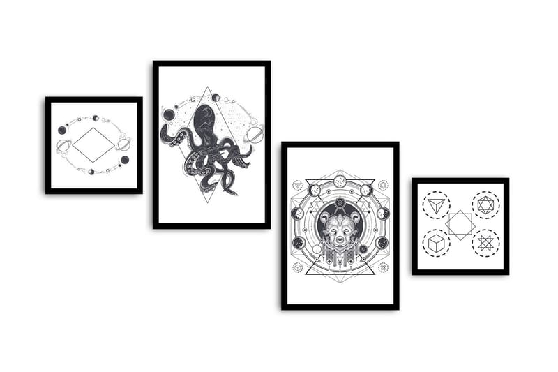 Dekorativ MDF-bilde 4 Deler - Flerfarget - Interiør - Maleri & posters - Lerretsbilder