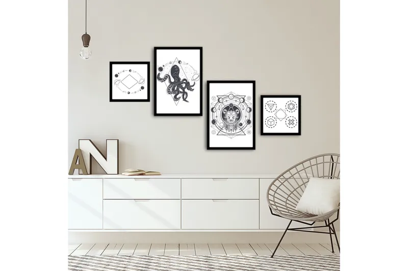 Dekorativ MDF-bilde 4 Deler - Flerfarget - Interiør - Maleri & posters - Lerretsbilder