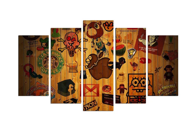 Dekorativ MDF-bilde 5 Deler - Flerfarget - Interiør - Maleri & posters - Lerretsbilder