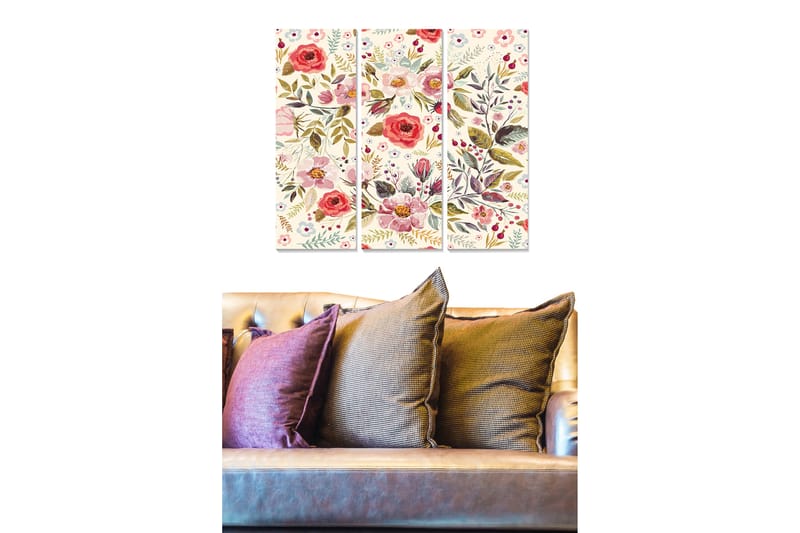 Dekorativ MDF-maling 3-Deler 20x50 cm - Flerfarget - Interiør - Maleri & posters - Lerretsbilder