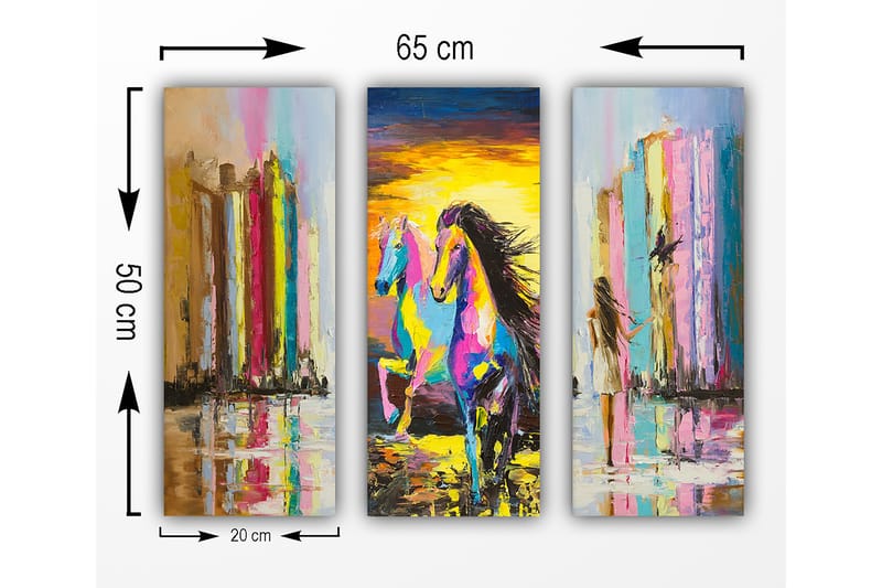 Dekorativ MDF-maling 3-Deler 20x50 cm - Flerfarget - Lerretsbilder