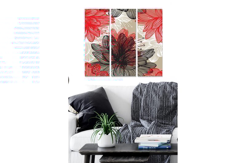 Dekorativ MDF-maling 3-Deler 20x50 cm - Flerfarget - Interiør - Maleri & posters - Lerretsbilder