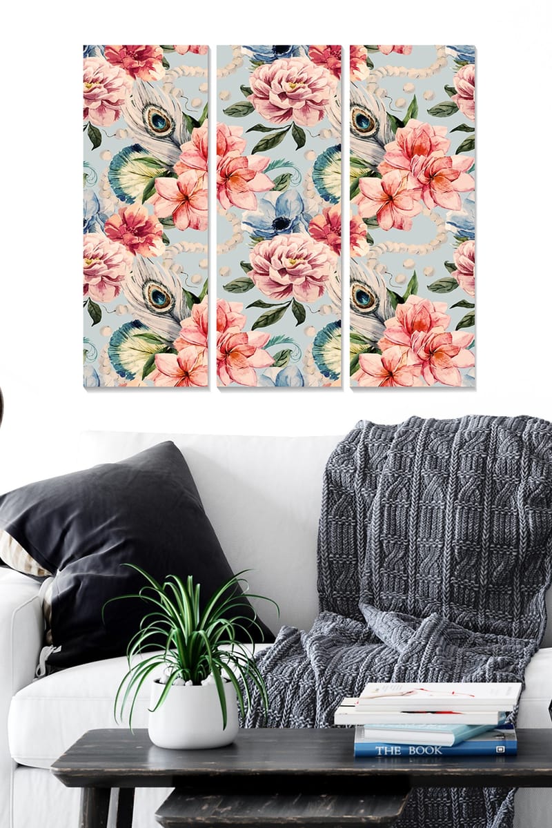 Dekorativ MDF-maling 3-Deler 20x50 cm - Flerfarget - Interiør - Maleri & posters - Lerretsbilder