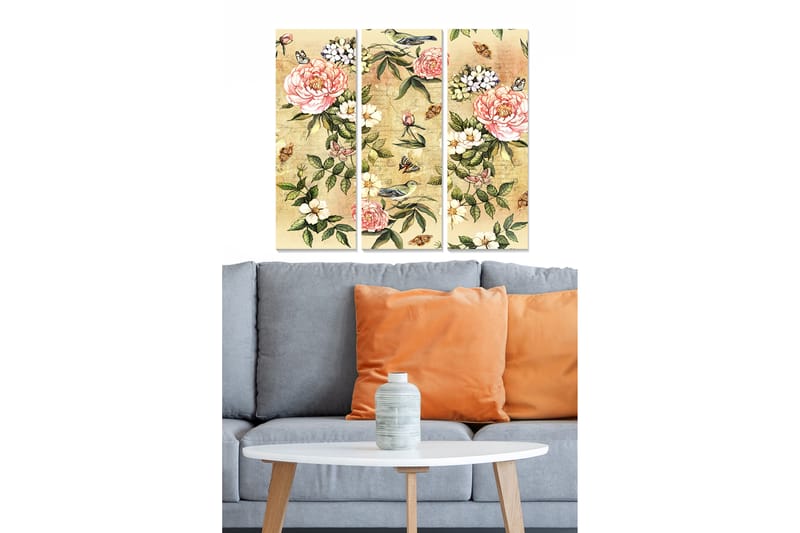 Dekorativ MDF-maling 3-Deler 20x50 cm - Flerfarget - Interiør - Maleri & posters - Lerretsbilder