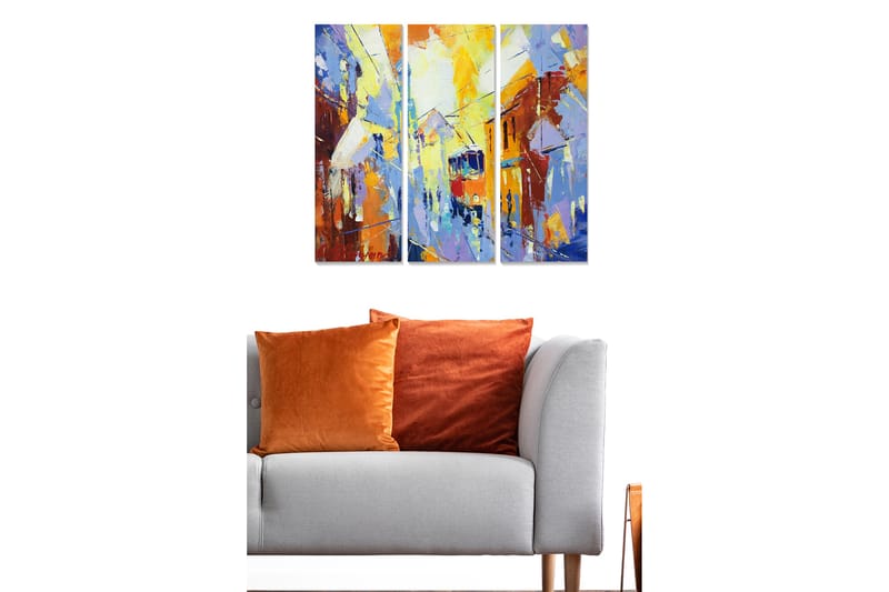 Dekorativ MDF-maling 3-Deler 20x50 cm - Flerfarget - Interiør - Maleri & posters - Lerretsbilder
