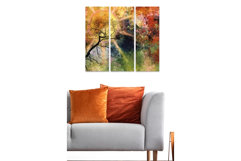 Dekorativ MDF-maling 3-Deler 20x50 cm - Flerfarget - Interiør - Maleri & posters - Lerretsbilder