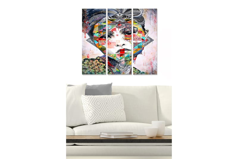 Dekorativ MDF-maling 3-Deler 20x50 cm - Flerfarget - Interiør - Maleri & posters - Lerretsbilder