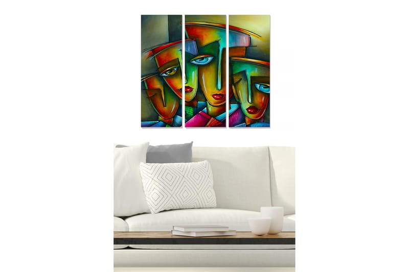Dekorativ MDF-maling 3-Deler 20x50 cm - Flerfarget - Interiør - Maleri & posters - Lerretsbilder