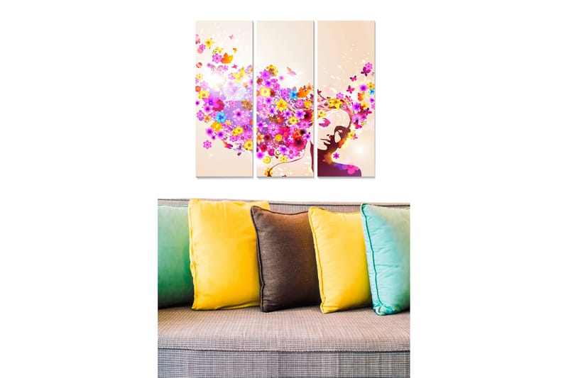 Dekorativ MDF-maling 3-Deler 20x50 cm - Flerfarget - Interiør - Maleri & posters - Lerretsbilder
