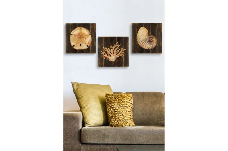 Dekorativ MDF-maling 3-Deler 30x30 cm, Flerfarget