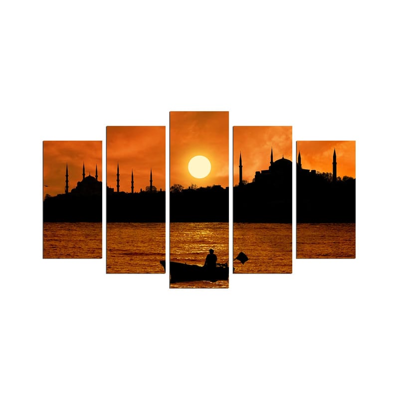 Dekorativ MDF-maling 5-Deler 20x60 cm - Flerfarget - Interiør - Maleri & posters - Lerretsbilder
