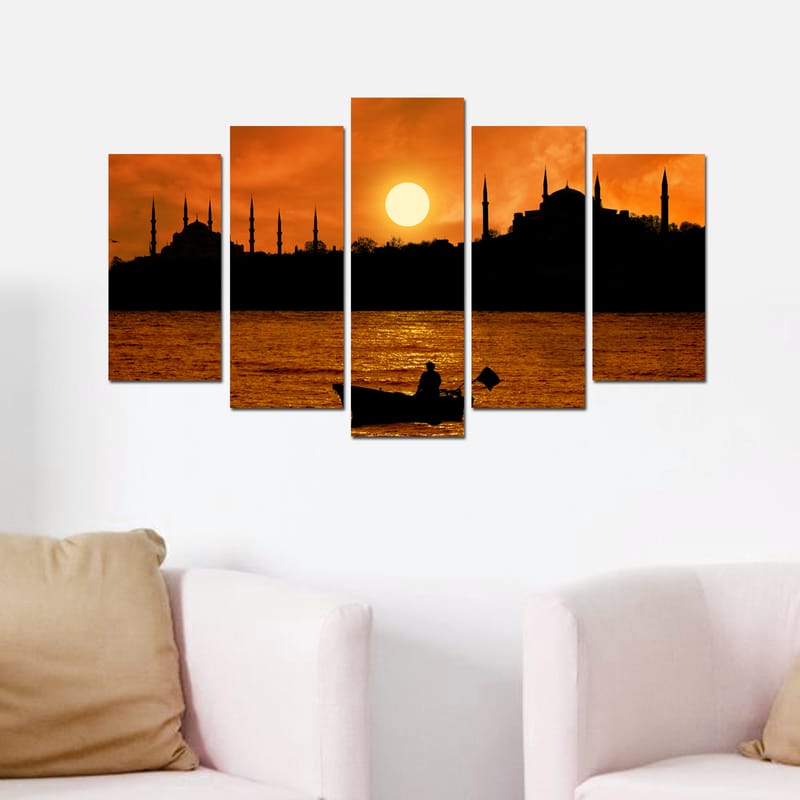 Dekorativ MDF-maling 5-Deler 20x60 cm - Flerfarget - Interiør - Maleri & posters - Lerretsbilder